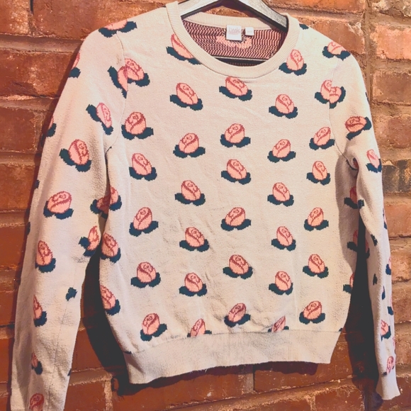 Simons Twik Cream Rosebud Sweater, M - Picture 1 of 3
